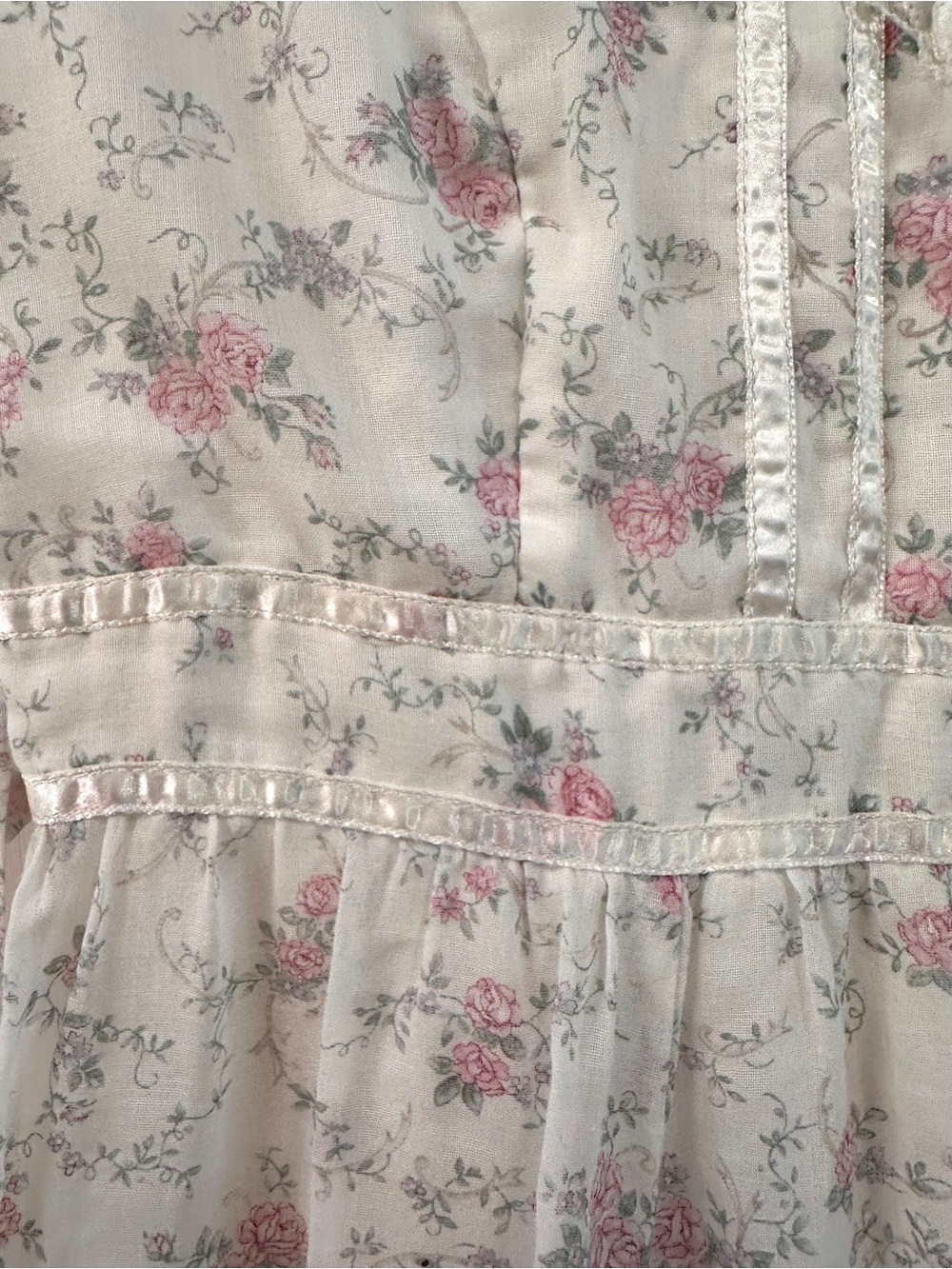 VTG Gunne Sax Cottagecore Floral Romantic Lace Trim Prairie Sheer Sleeves Dress - Picture 15 of 16